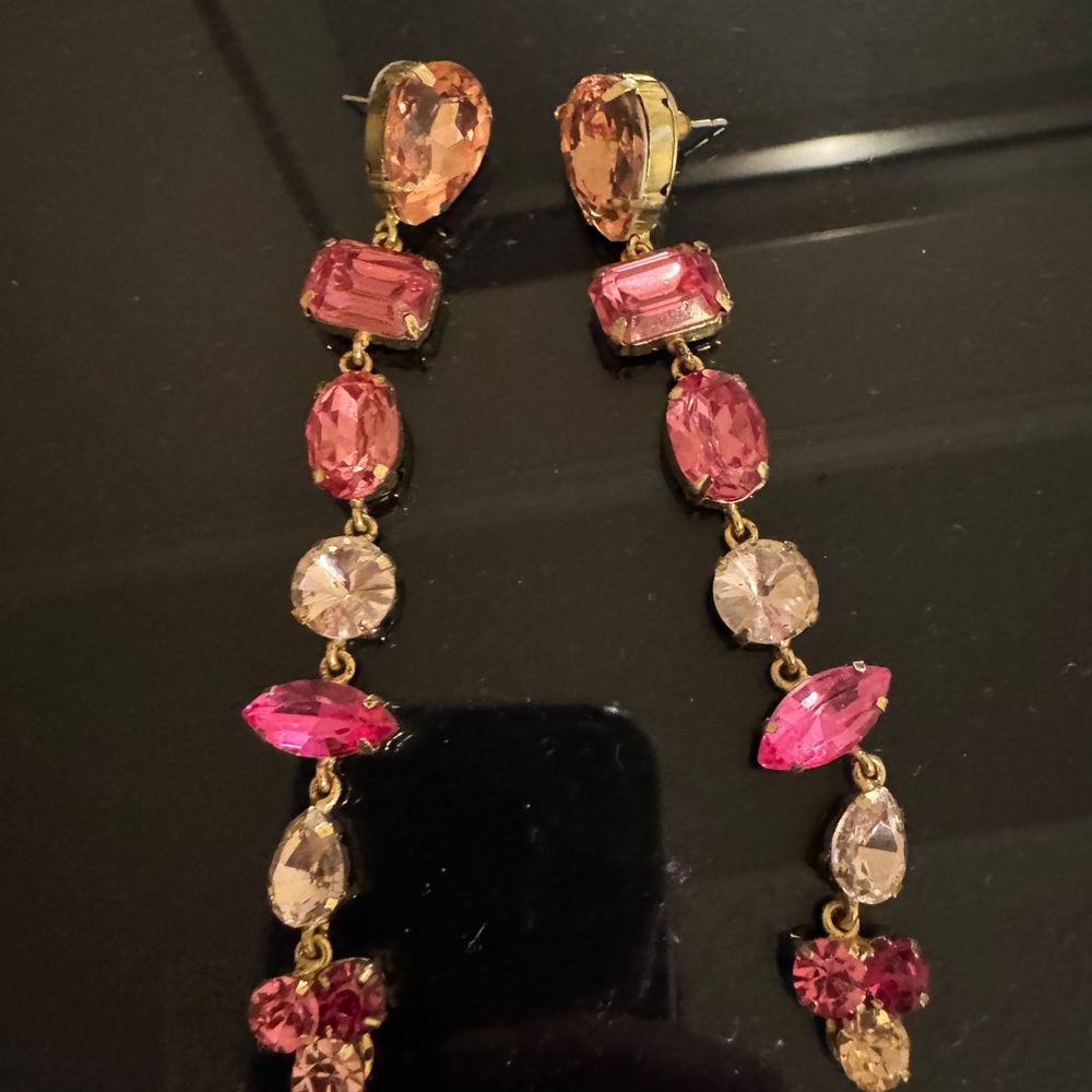 Elegant Pink and Gold Drop Earrings